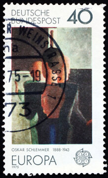 Postage stamp Germany 1975 Concentric Group, painting by Oskar Schlemmer, German painter