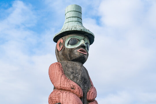 Native Alaskan Totem Pole Figure in Anchorage, Alaska