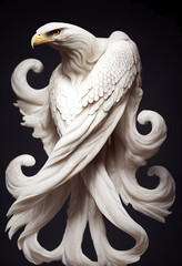 Fototapeta premium 3D composite illustration of Stylized Eagle made of white marble. Sculpture. 3D rendering. Semi Neural Network Generated. Art 