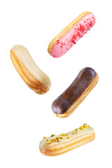 Set of eclairs on a white isolated background