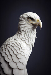 Fototapeta premium 3D composite illustration of Stylized Eagle made of white marble. Sculpture. 3D rendering. Semi Neural Network Generated. Art 