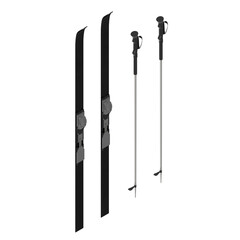 3d rendering illustration of nordic skis with poles