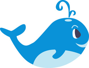 png cartoon blue whale character isolated