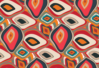 Abstract Hand Drawn Ikat Style Geometric Messy Pattern Trendy Fashion Colors Perfect for Allover Fabric Print or Wrapping Paper