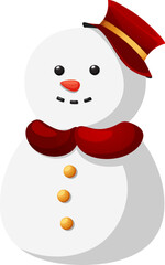 Cute snowman boy in top hat and collar in cartoon style