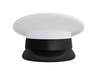 Military naval cap without signs on isolated background. Sailor or captain hat.3d rendering illustration.