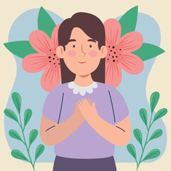 korean girl with flowers