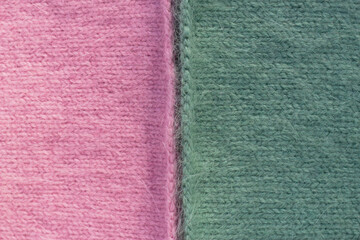 half parts of warm knitted fabric with different colors