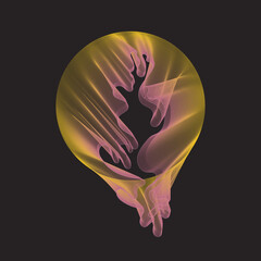 Colourful blend of colors in dynamic composition. Flying medusa. 
