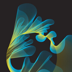 Colourful blend of colors in dynamic composition. Flying medusa. 