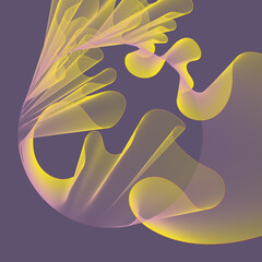 Colourful blend of colors in dynamic composition. Flying medusa. 