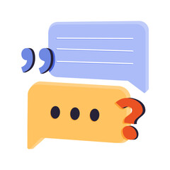 Speech bubble question mark icon. Message box with question sign. FAQ symbol concept. 3d cartoon. Vector illustration
