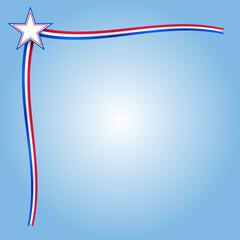 Red, white, and blues star with a ribbon and gradient background - Vector Illustration