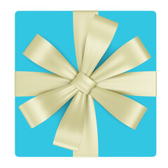 Gift box with ribbon. Render 3d. Isolated on transparent background, png