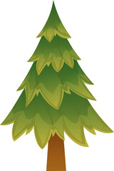 Simple Christmas tree without toys on transparent background
