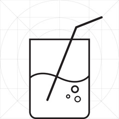juice drink glass and straw icon on white background