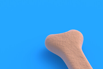 Dog food bone. Luxury canine nutrition. Healthy snack for pet. Toy for animal. Copy space. 3d render