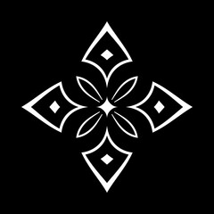 Abstract Geometric White Design Element on Black Background.