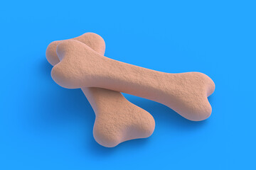 Dog food bones. Luxury canine nutrition. Healthy snack for pet. Toy for animal. 3d render