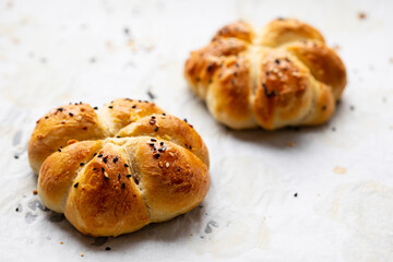 Freshly baked home made bread rolls