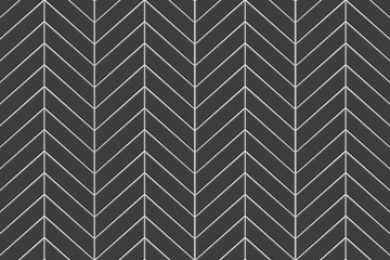 Black chevron tile seamless pattern. Kitchen backsplash or bathroom floor zigzag texture. Stone or ceramic brick wall background. Exterior or interior decoration. Vector flat illustration