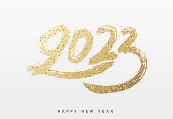 Happy new year 2023 handwritten calligraphy, typography lettering text. vector illustration