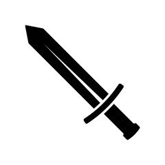 Sword icon. Black silhouette. Front side view. Vector simple flat graphic illustration. Isolated object on a white background. Isolate.