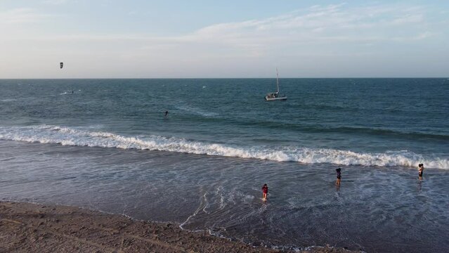 kite surfing on the sea