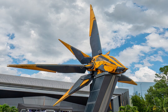 The Xandarian Starship At The Entrance To Guardians Of The Galaxy Ride