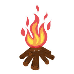 Camping bonfire in cartoon style. Vector illustration.
