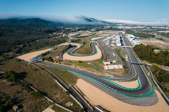 Estoril, Portugal - October 11, 2022: Aerial view of Fernanda Pires da Silva Autodrome, popularly known as Autodromo do Estoril