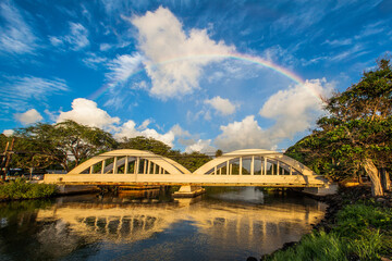 Anahulu Stream Bridge aka "Rainbow Bridge" on Oahu's North Shore in Haleiwa