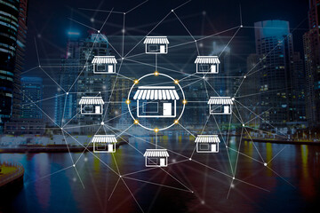 Retail outlets connected by a network