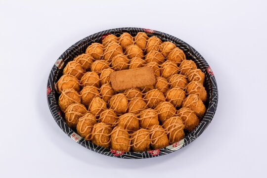 Tasty Turkish Cuisine On A Round Serving Tray Isolated On A White Background