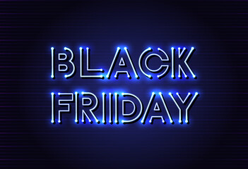 Obraz premium Black friday with neon led light banner. Modern vector background banner design for promotions, advertising, web, social and ads