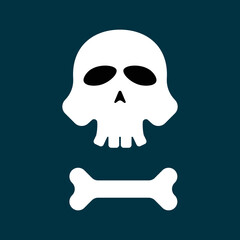 Skull and bone icon flat design - vector illustration