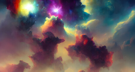 Obraz na płótnie Canvas Illustration of Colourful Cloudy Skies