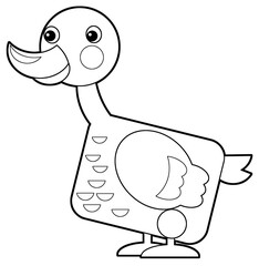 Cartoon funny bird goose isolated on white background - illustration for children