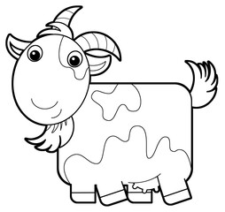 Cartoon scene with happy goat is standing illustration for children