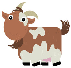 Cartoon scene with happy goat is standing illustration for children