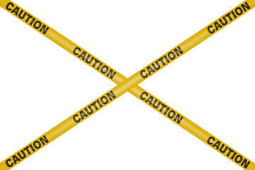 Vector Black and Yellow Warning, Danger Stop Tape Isolated on White Horizontal Background. Crossed Danger, Caution Tape Sign, Fencing, Warning, Prohibition Design Template