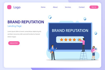 Business brand vector concept. Building brand marketing strategy. Brand name, brand reputation. Flat vector template