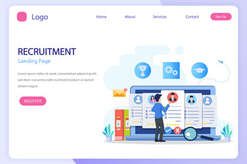 Hiring and recruitment concept. Job interview, recruitment agency vector illustration.