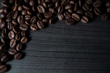 Coffee beans copy-space background.