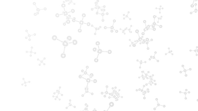 Molecular structure of white atom under white lighting background. Concept image of vaccine development, regenerative and advanced medicine. 3D illustration. PNG file format.