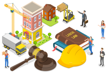 3D Isometric Flat  Conceptual Illustration of Labor Law.