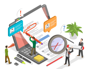 3D Isometric Flat  Conceptual Illustration of Editable Online Document.