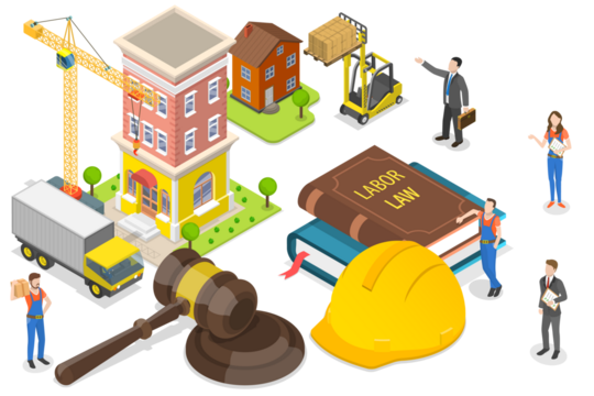 3D Isometric Flat  Conceptual Illustration of Labor Law.
