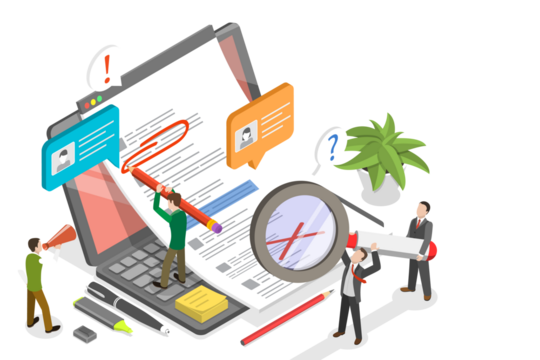 3D Isometric Flat  Conceptual Illustration of Editable Online Document.