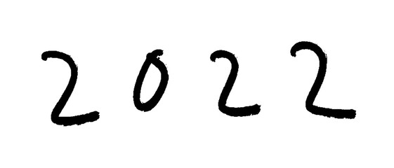 白い背景にゆるい手書きの2022の文字 - 西暦2022年の素材 - 横書き･黒文字
